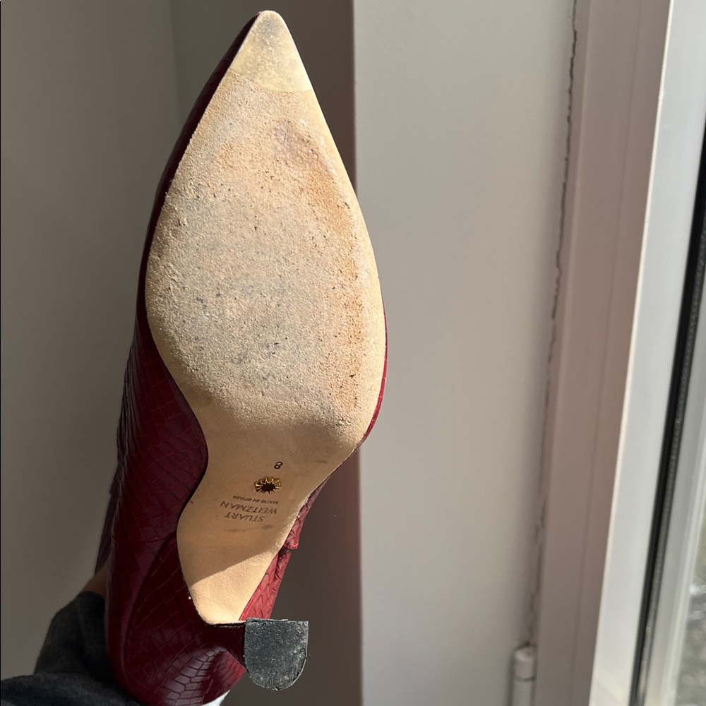 Stuart Weitzman Red Croc Heeled Boots - Picture 5 of 7